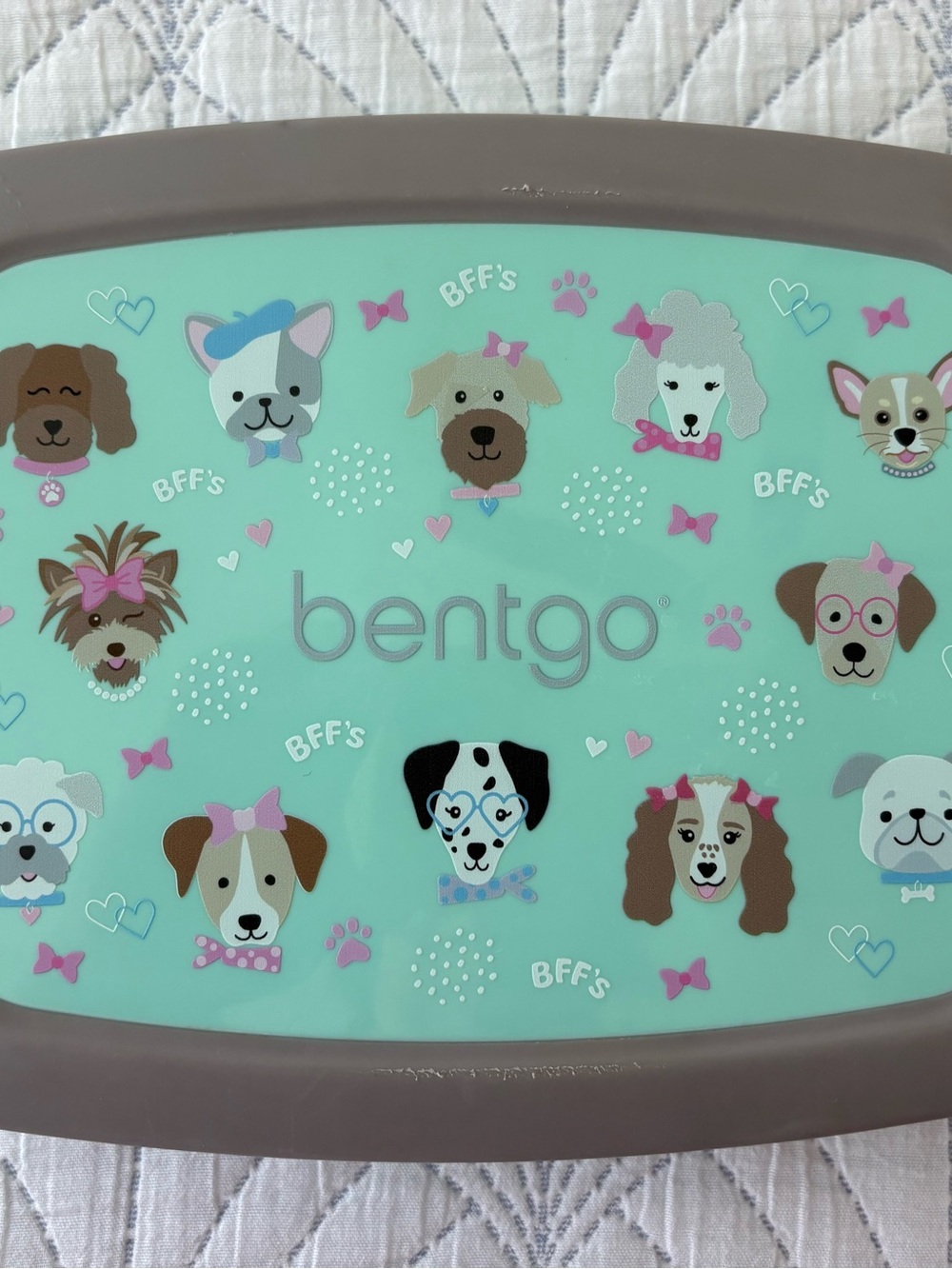 Bentgo Puppy Love Lunchbox - Aqua with Grey Trim